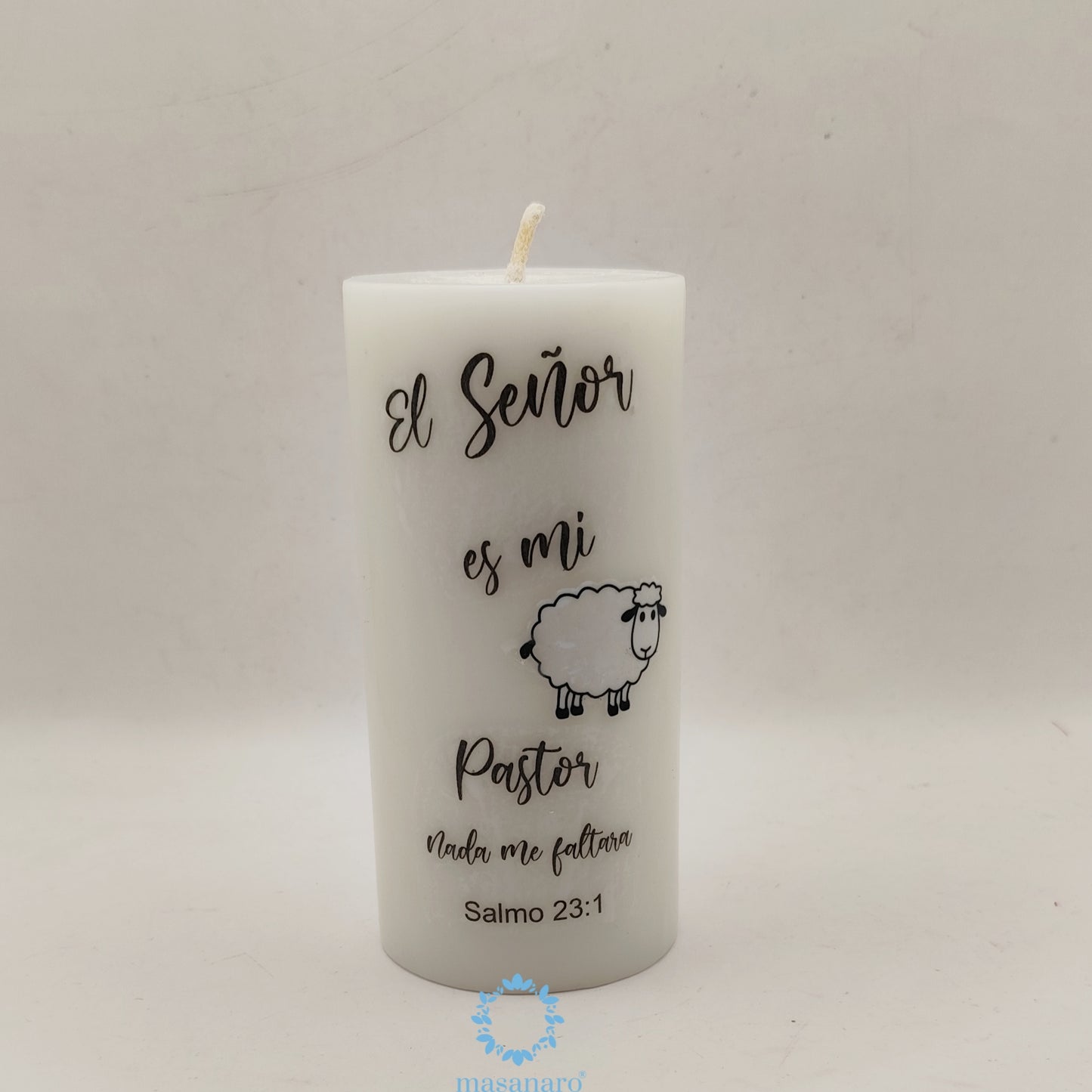 Vela con diseño "El señor es mi pastor, nada me faltara"