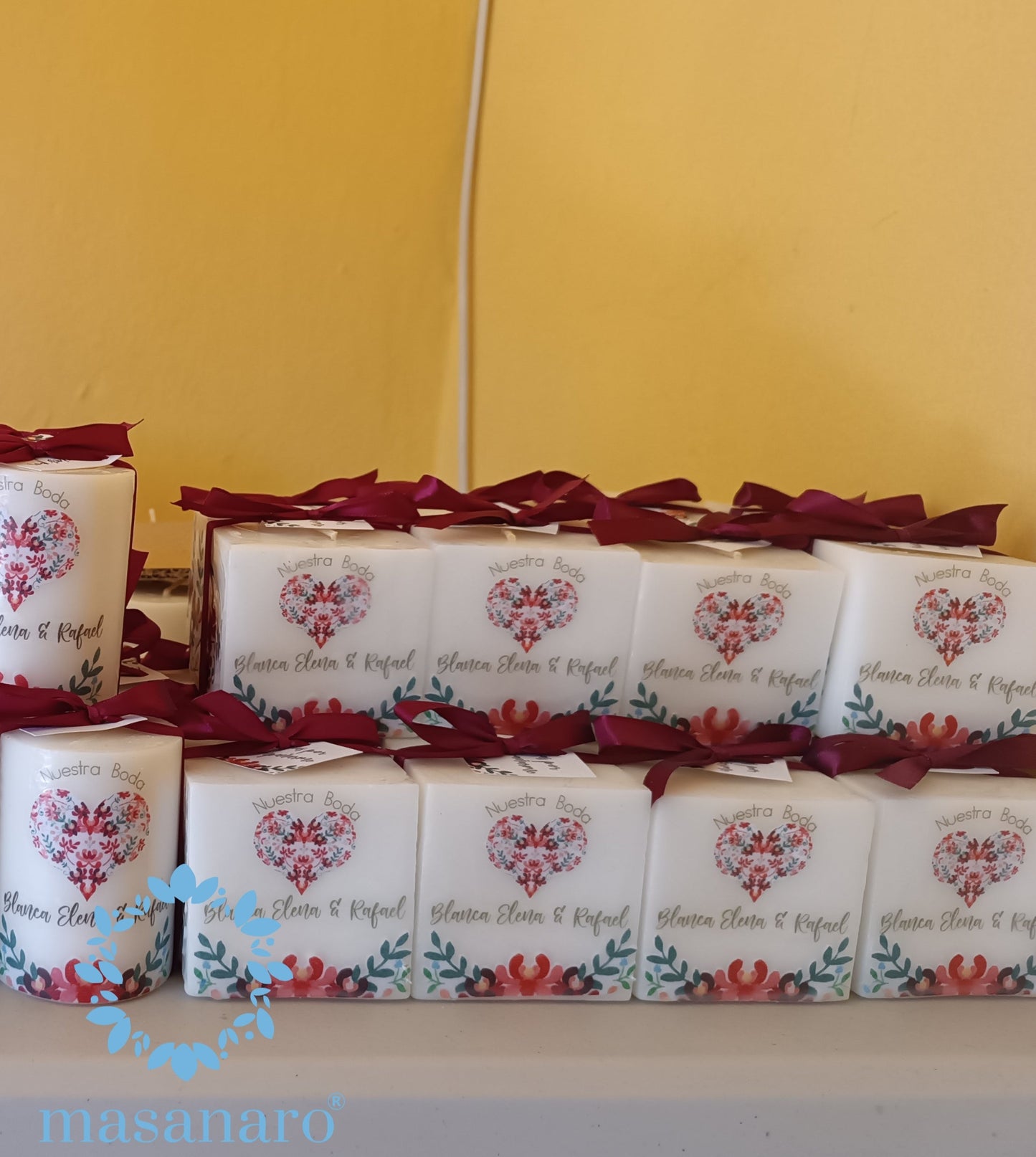 Velas cubo. Diseño. Corazón mexicano