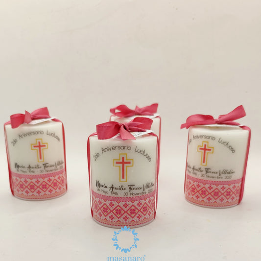 Vela con diseño bordados rosas