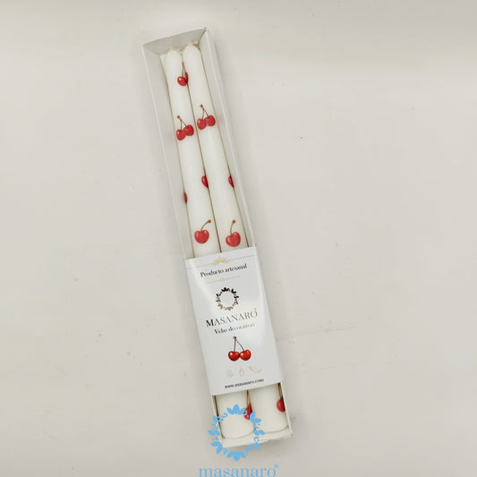 Par velas taper Cerezas